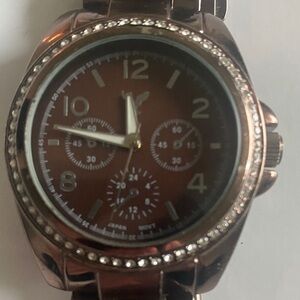 Brown Watch with Crystal Accents